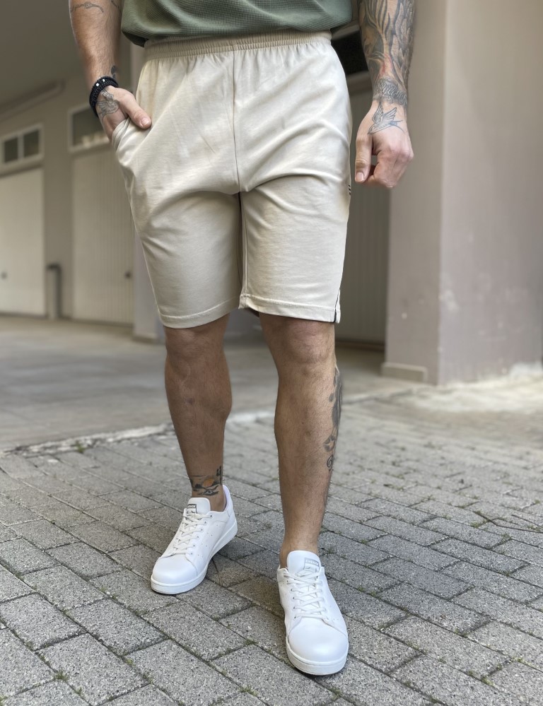 NDC Ανδρική μπεζ βαμβακερή βερμούδα με τύπωμα 222977B φωτογραφία